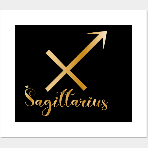 Sagittarius Zodiac Sign golden Wall Art by Symbolsandsigns